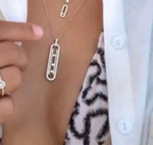 Messika Silver Diamond-Encrusted Bar Necklace