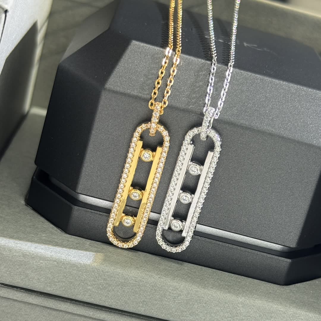 Messika Silver Diamond-Encrusted Bar Necklace