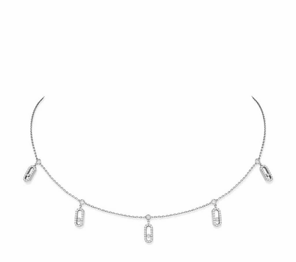 Messika Elegant Silver Necklace with Pave Diamond Charms