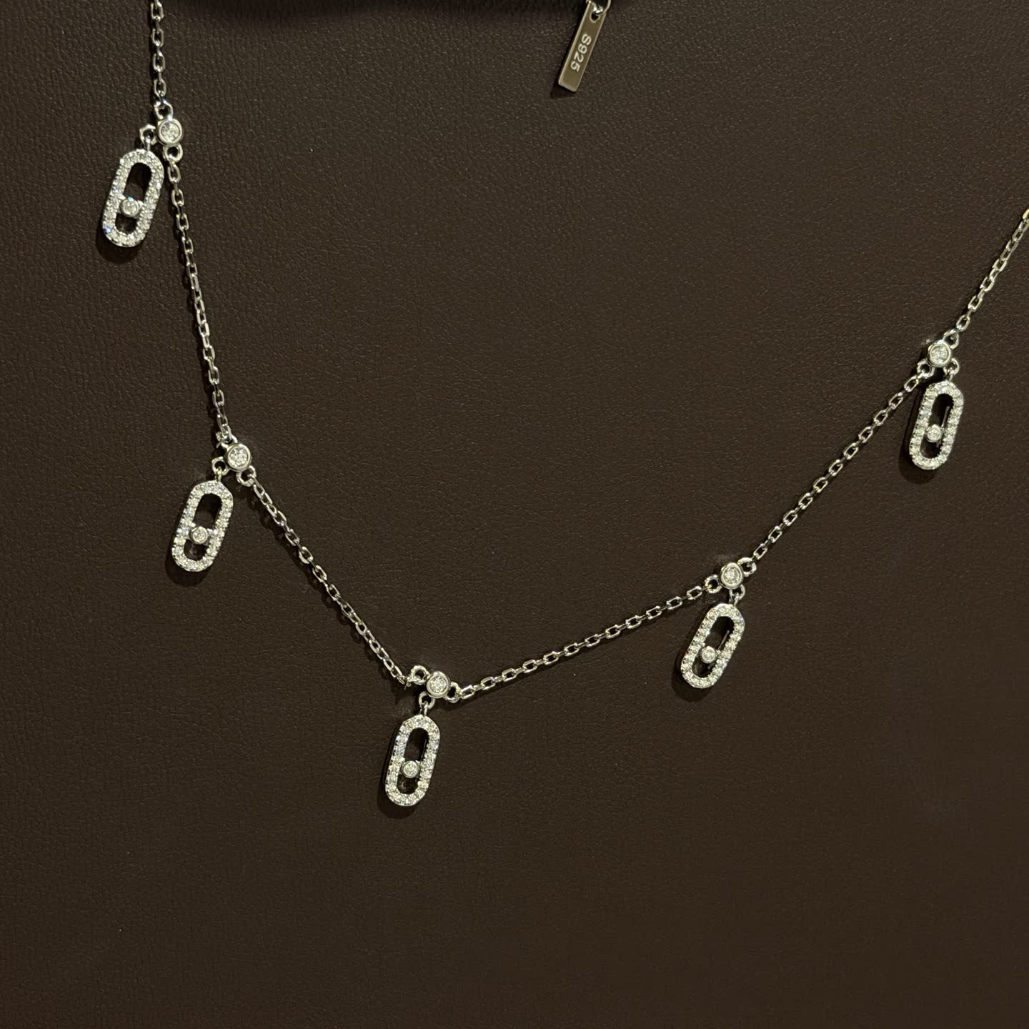 Messika Elegant Silver Necklace with Pave Diamond Charms