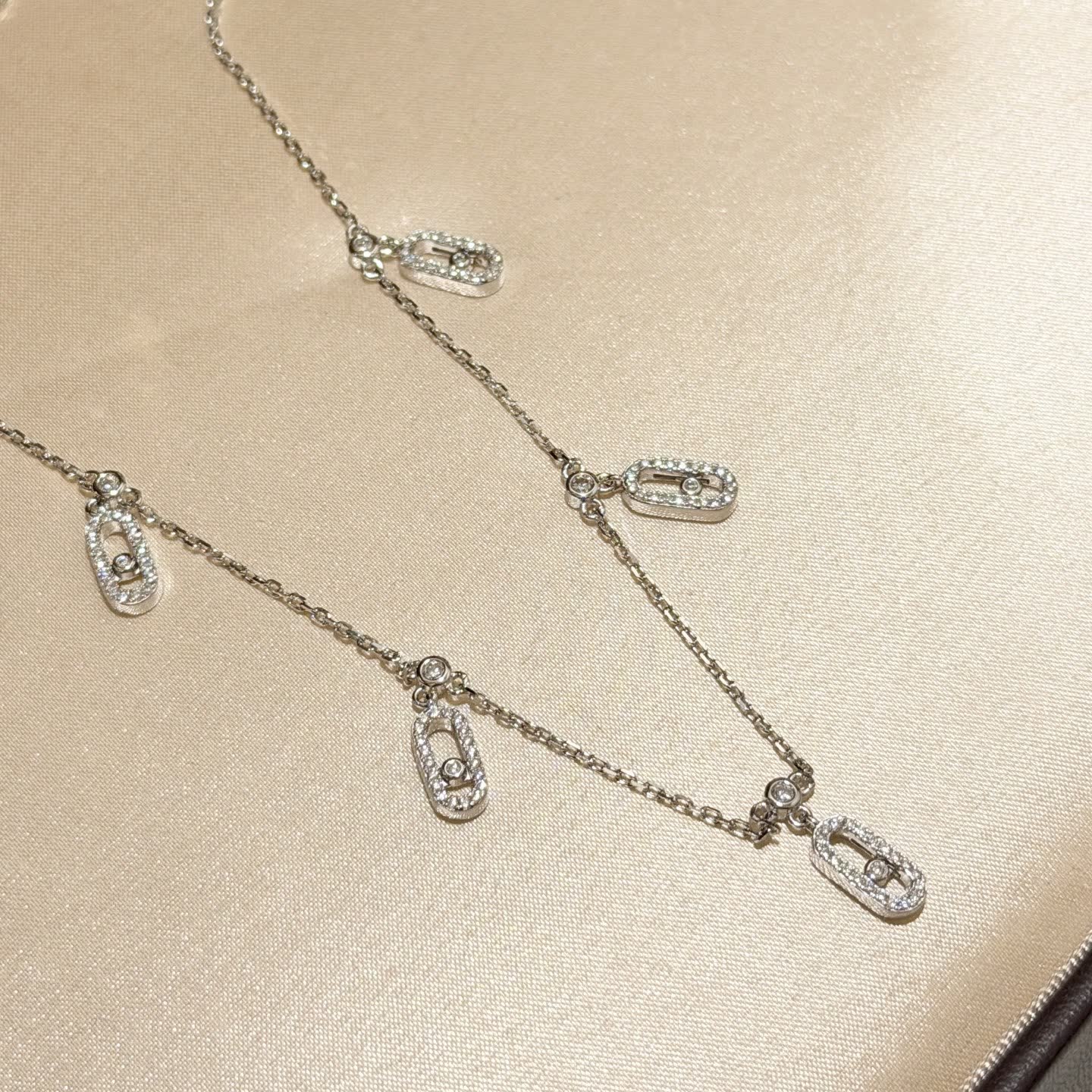 Messika Elegant Silver Necklace with Pave Diamond Charms
