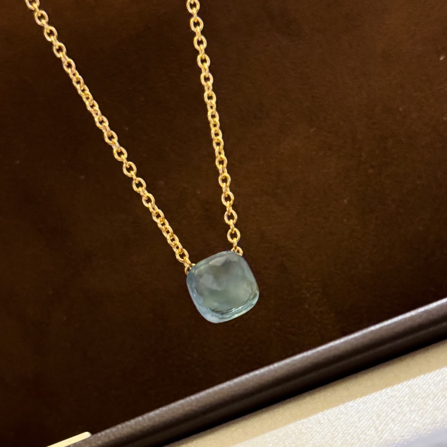 Pomellato Elegant Blue Gemstone Gold Chain Necklace