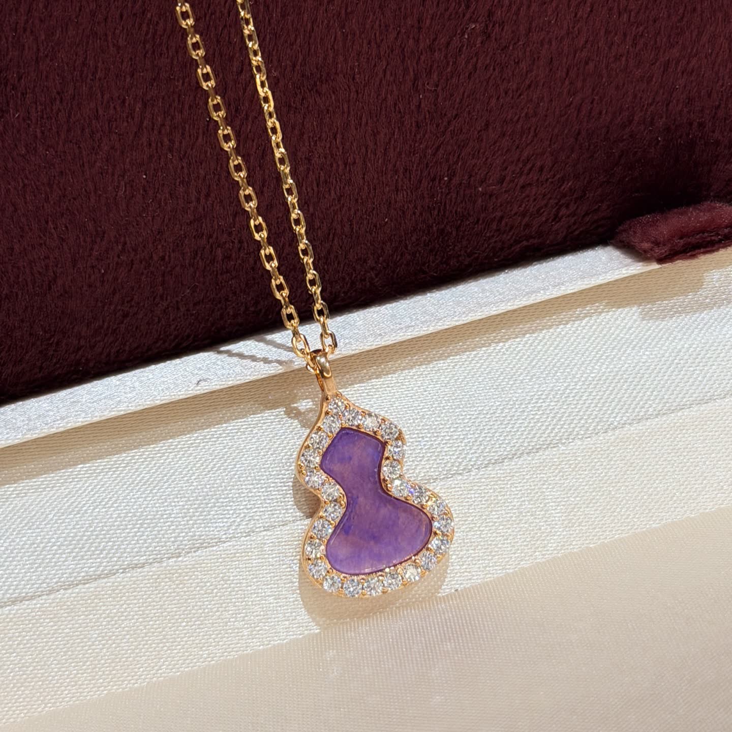 Qeelin Amethyst and Diamond Heart Pendant Necklace