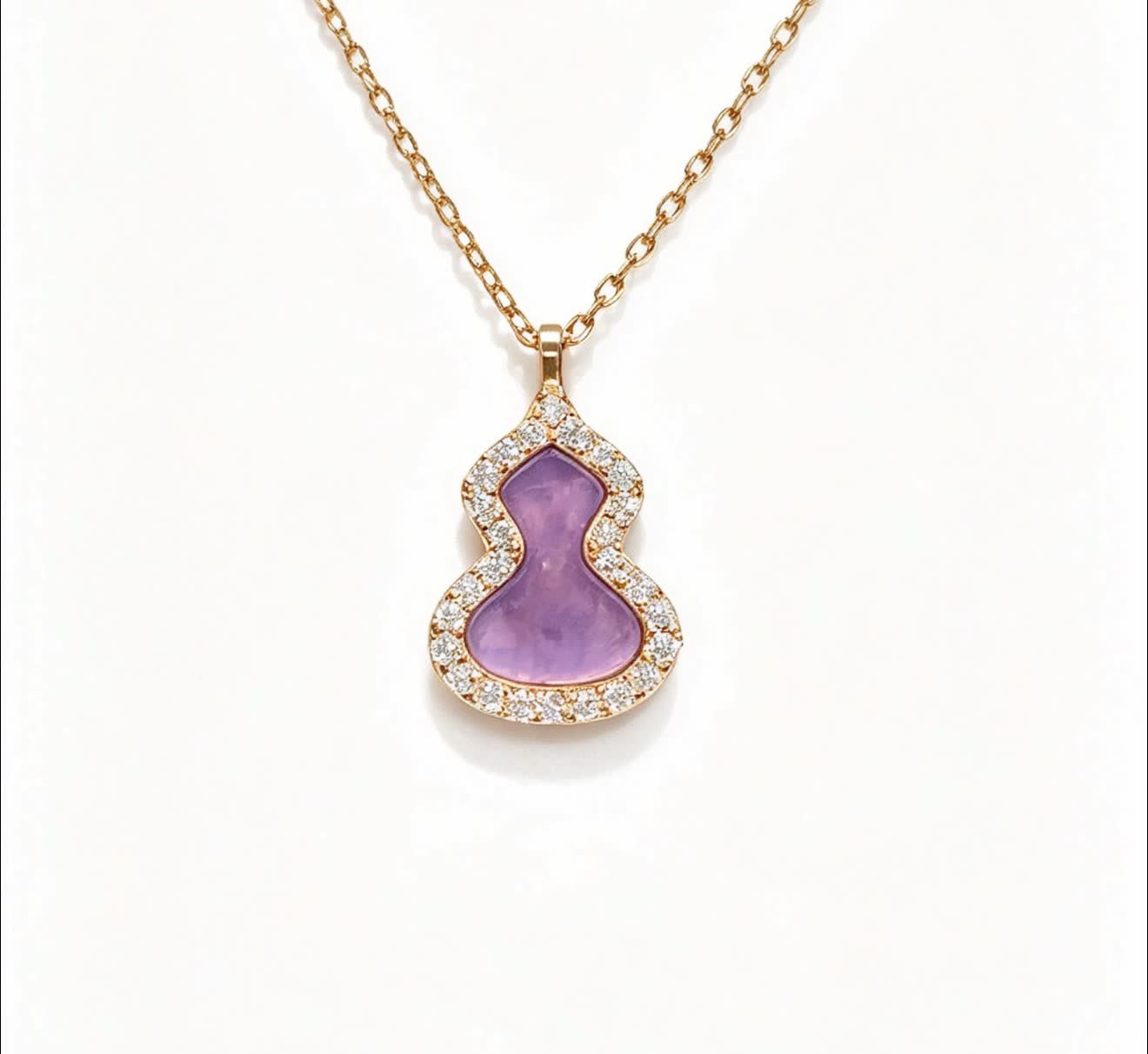 Qeelin Amethyst and Diamond Heart Pendant Necklace