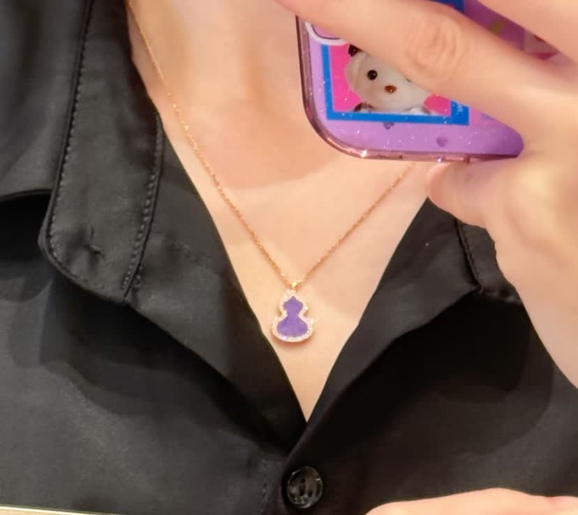 Qeelin Amethyst and Diamond Heart Pendant Necklace