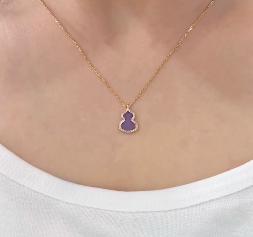 Qeelin Amethyst and Diamond Heart Pendant Necklace