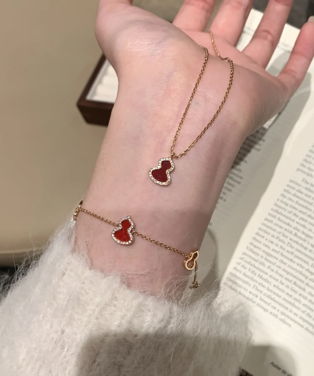 Qeelin Gold-Plated Red Gemstone Heart Pendant Necklace