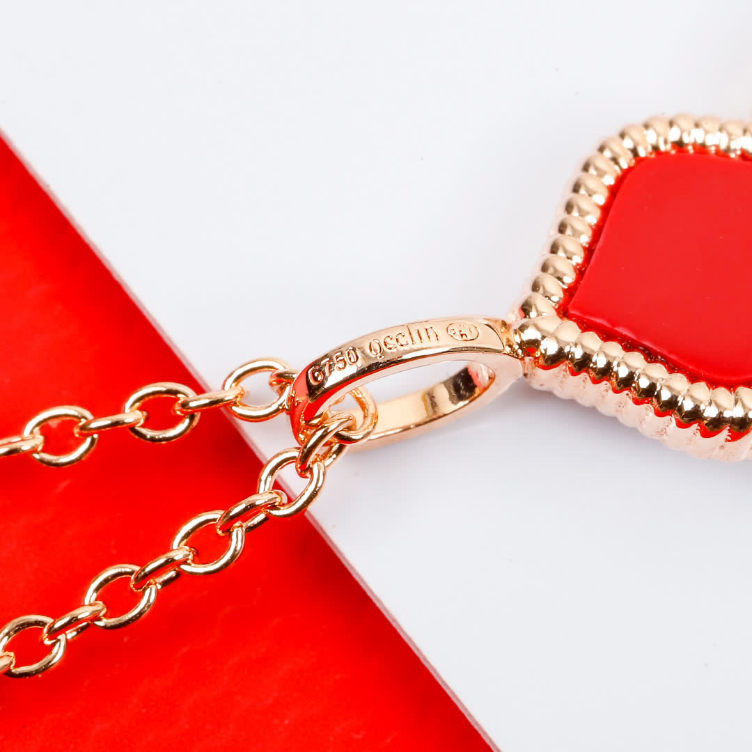 Qeelin Red Enamel Gourd Pendant Necklace