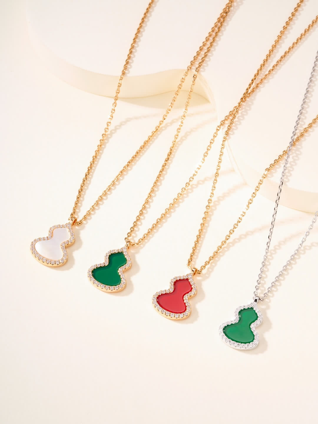 Qeelin Elegant Enamel and Diamond-Encrusted Pendant Necklace