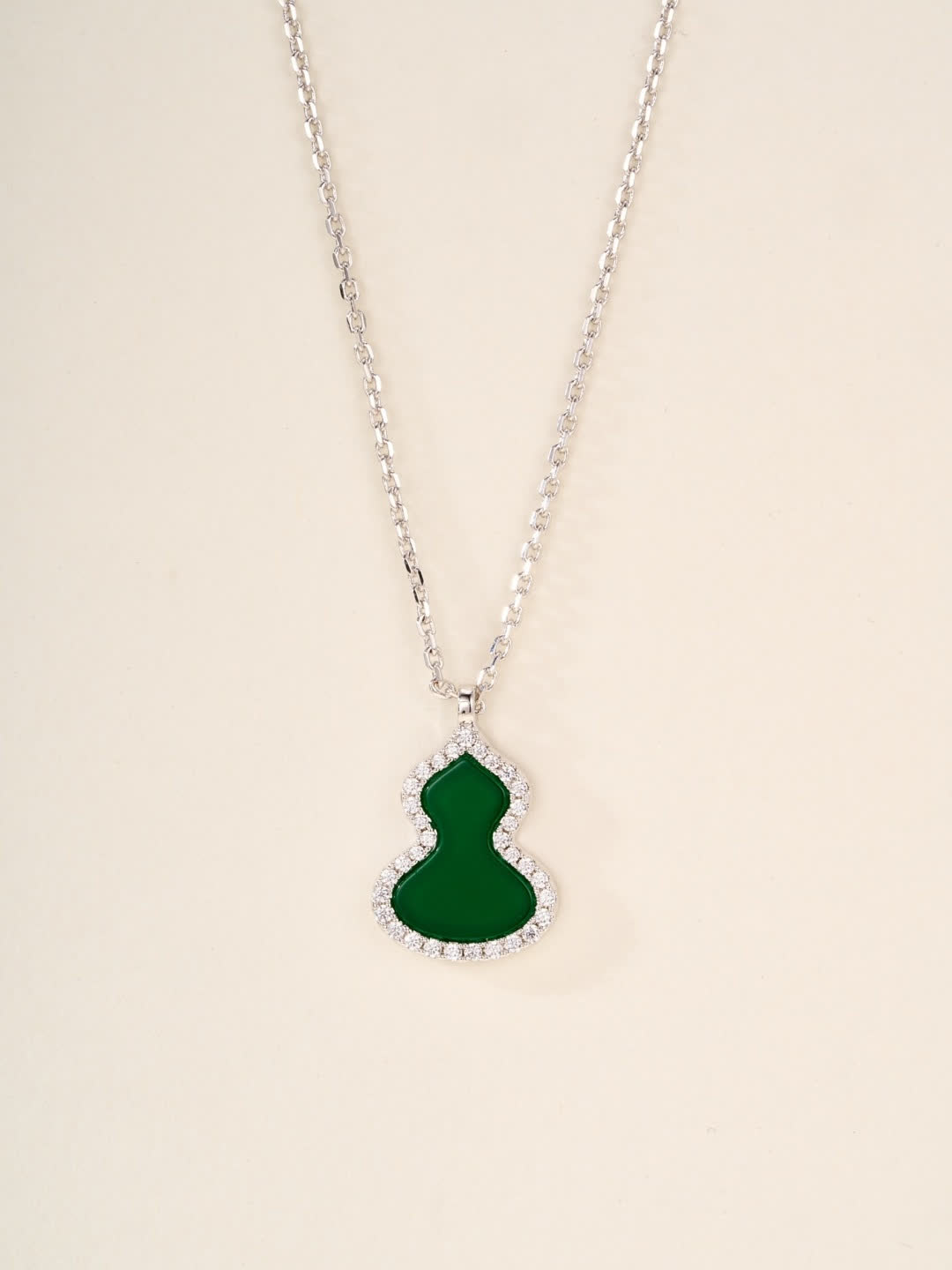 Qeelin Elegant Enamel and Diamond-Encrusted Pendant Necklace