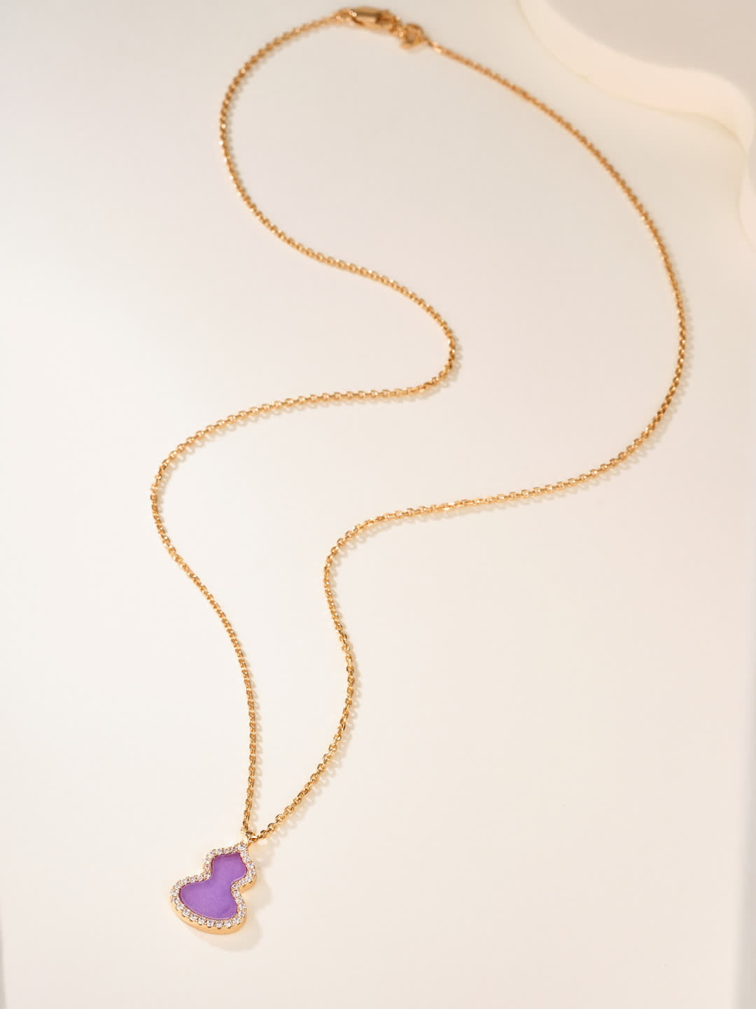Qeelin Elegant Purple Enamel and Diamond Pendant Necklace