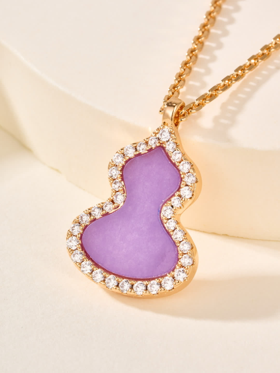 Qeelin Elegant Purple Enamel and Diamond Pendant Necklace