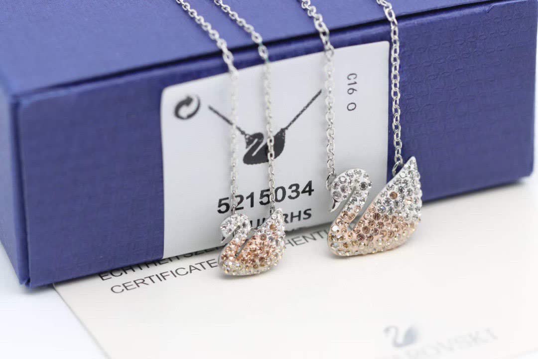 Swarovski Classic Gradual Change Swan Lock Bone Necklace