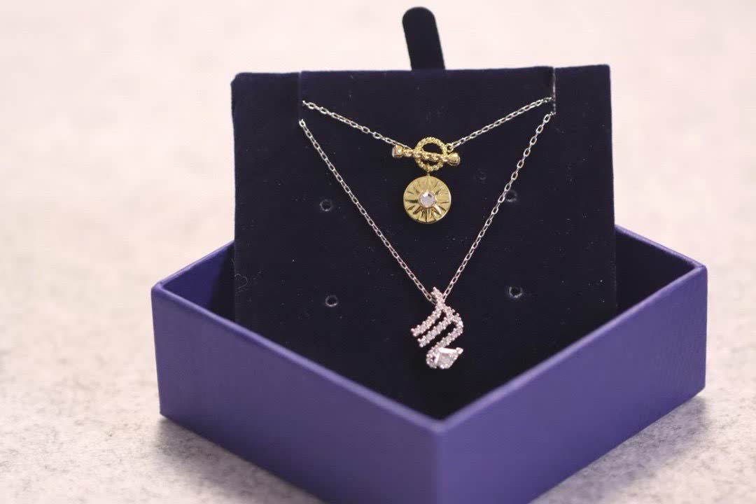 Swarovski Gold Tone Diamond Accent Initial 'M' Pendant Necklace