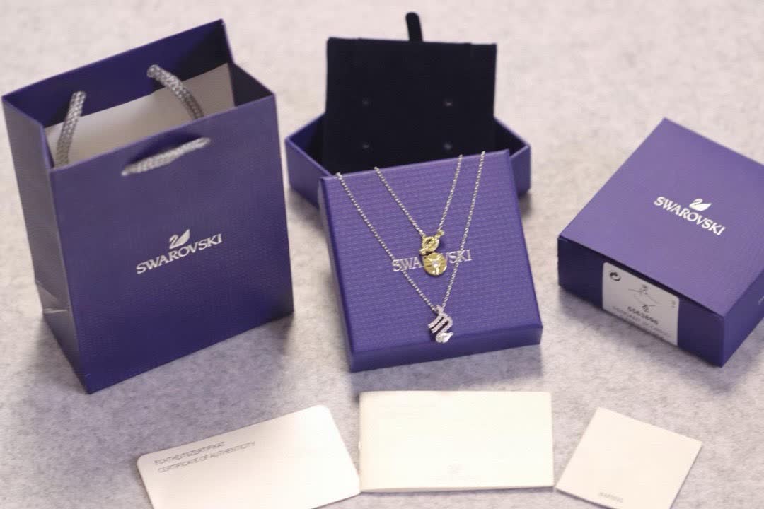 Swarovski Gold Tone Diamond Accent Initial 'M' Pendant Necklace