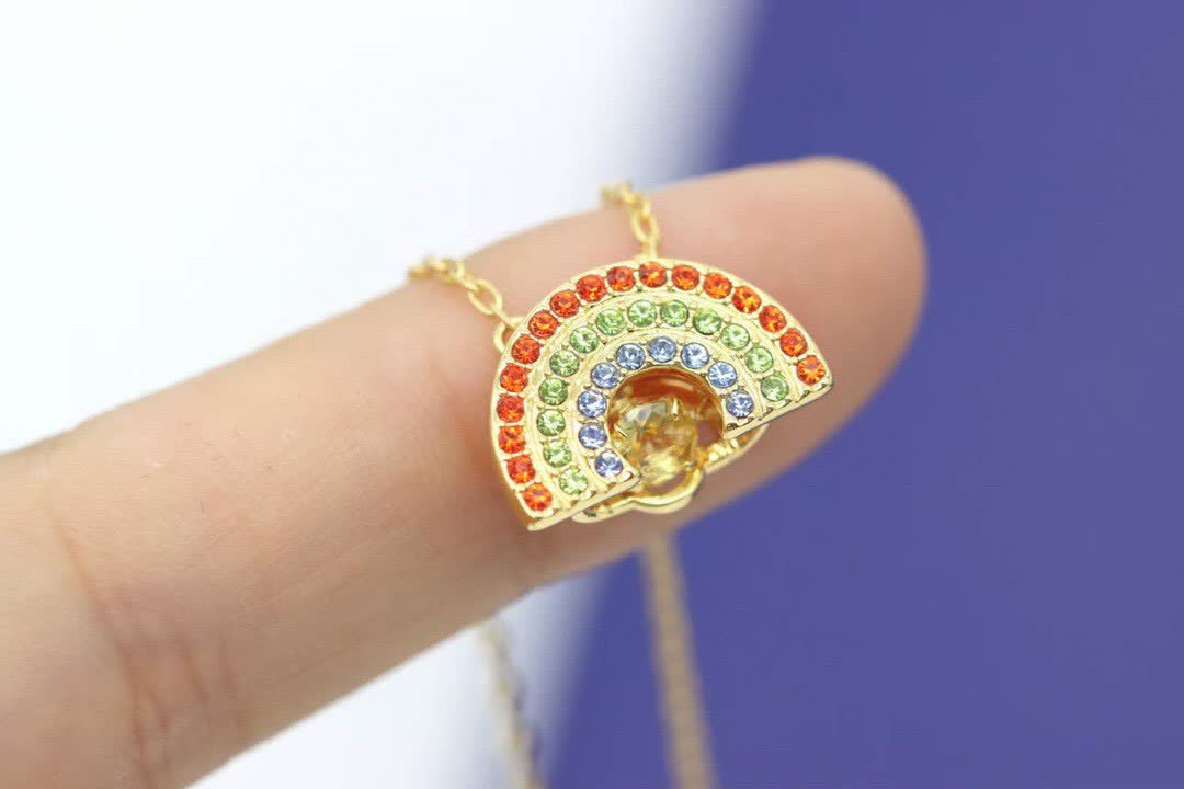 Swarovski Rainbow Fan Pendant Necklace
