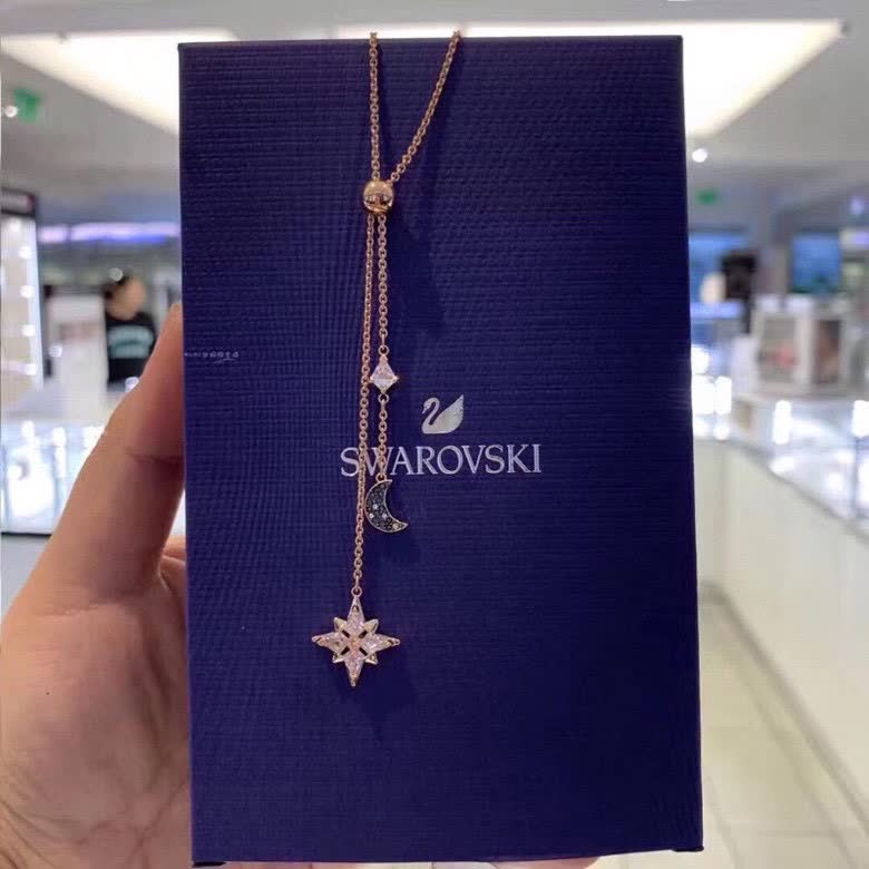 Swarovski Celestial Star and Moon Lariat Necklace