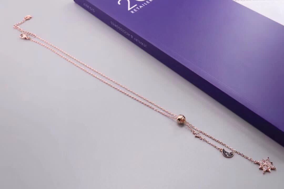 Swarovski Celestial Star and Moon Lariat Necklace