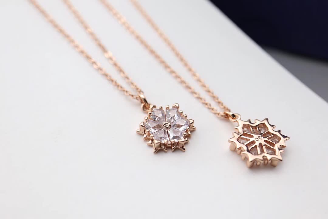 Swarovski Rose Gold Snowflake Pendant Necklace