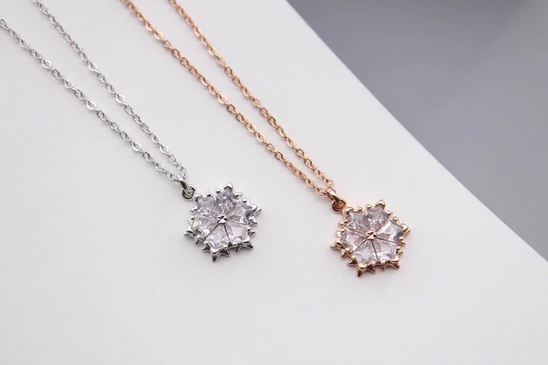 Swarovski Rose Gold Snowflake Pendant Necklace