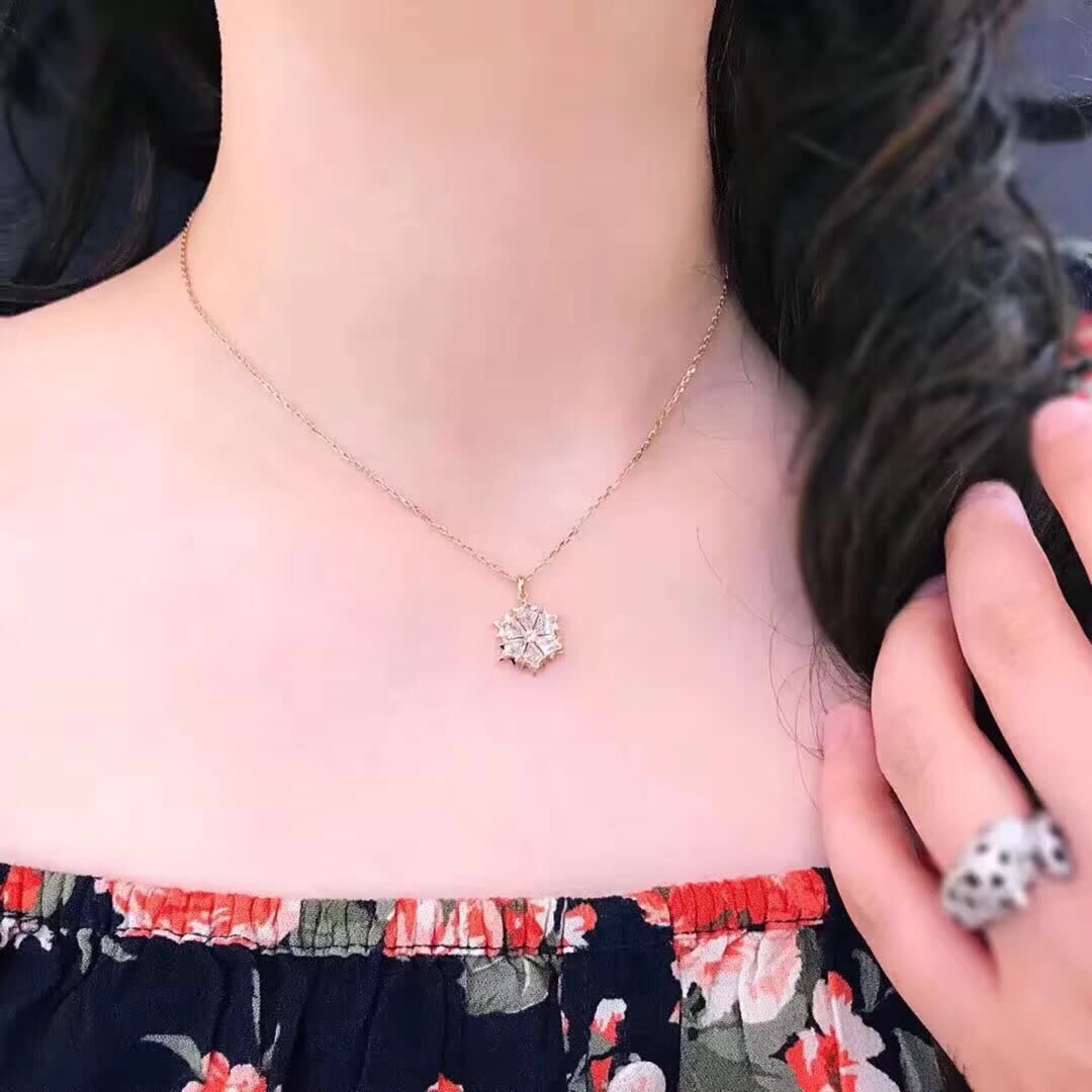 Swarovski Rose Gold Snowflake Pendant Necklace