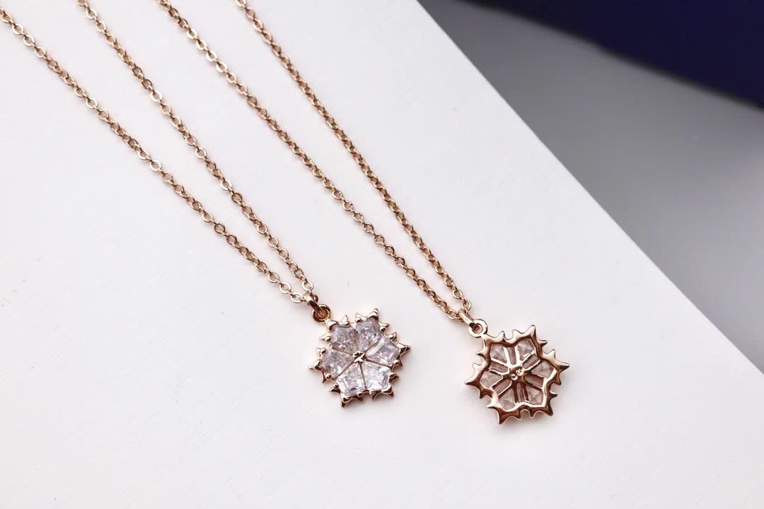 Swarovski Rose Gold Snowflake Pendant Necklace