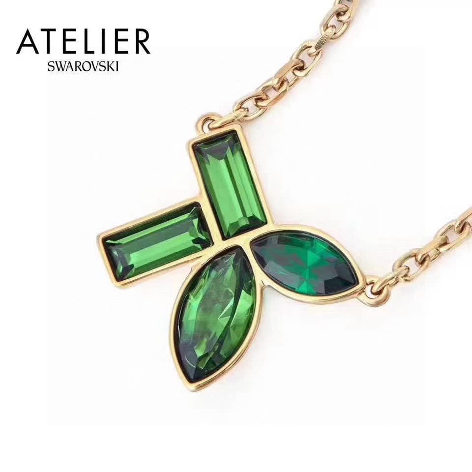 Swarovski Atelier Gold-Tone Emerald Green Crystal Necklace