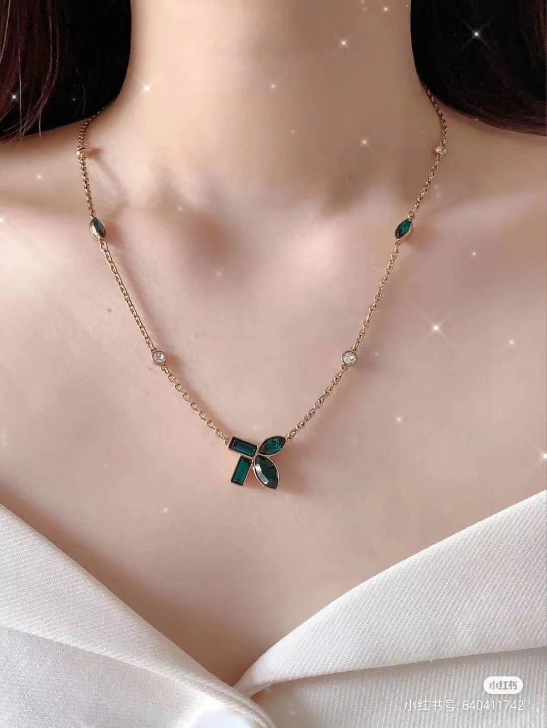 Swarovski Atelier Gold-Tone Emerald Green Crystal Necklace