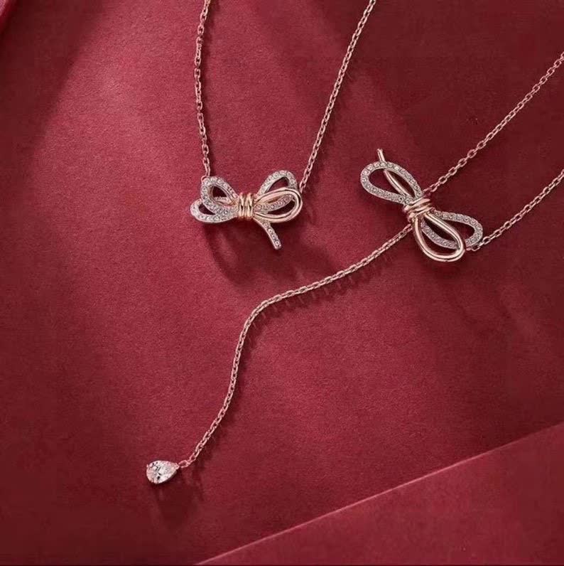 Swarovski Elegant Bow Tie Diamond Necklace