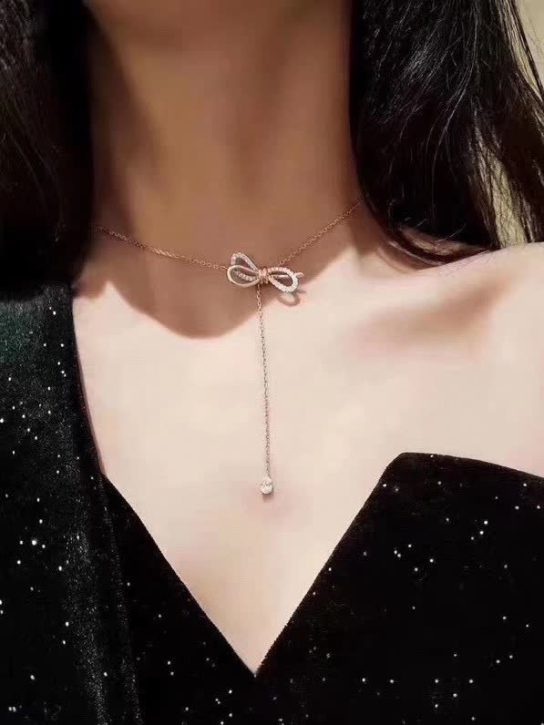 Swarovski Elegant Bow Tie Diamond Necklace