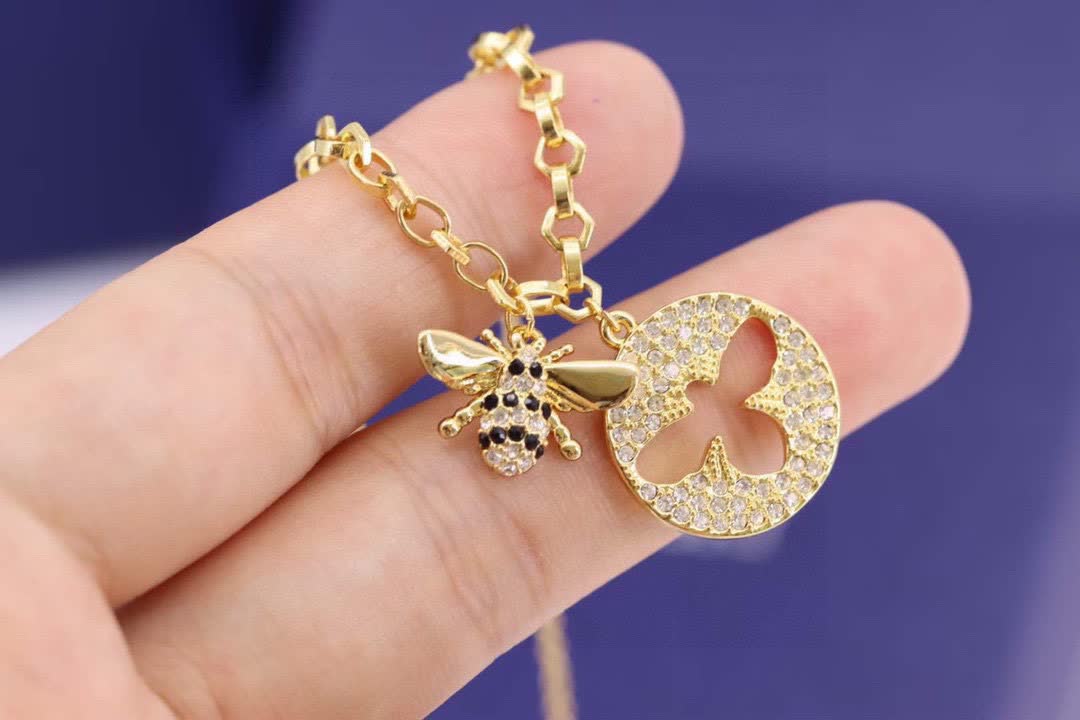 Swarovski Bee & Circle Pendant Necklace
