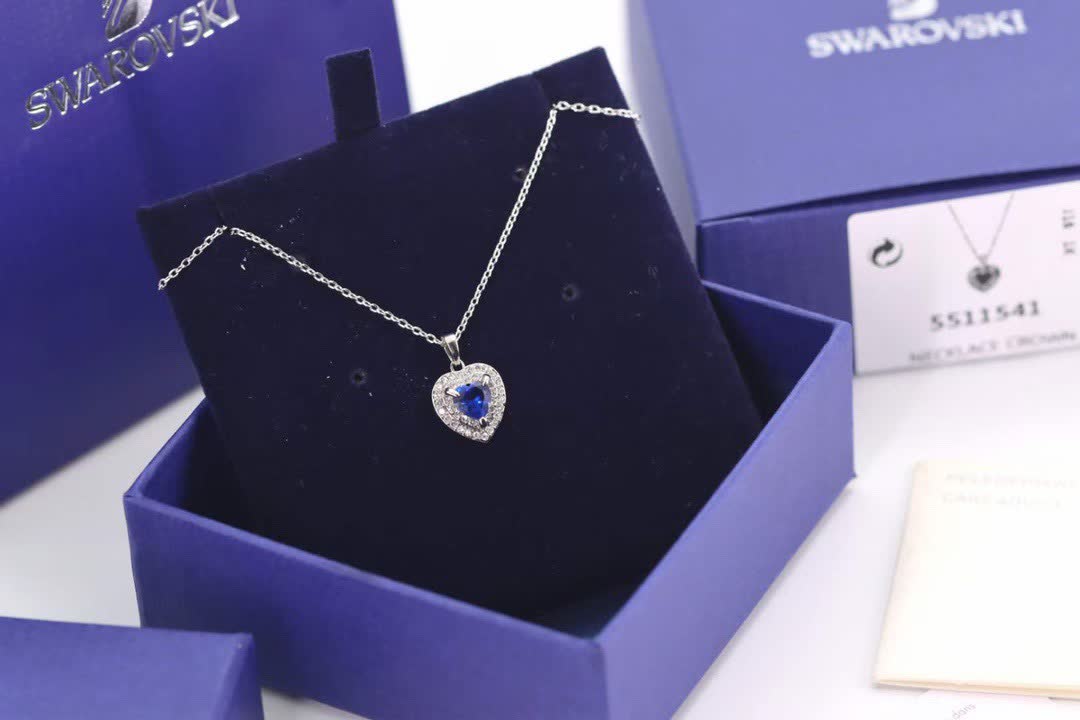 Swarovski Blue Crystal Heart Pendant Necklace