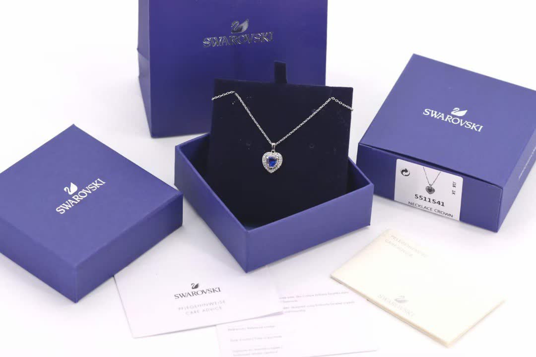 Swarovski Blue Crystal Heart Pendant Necklace