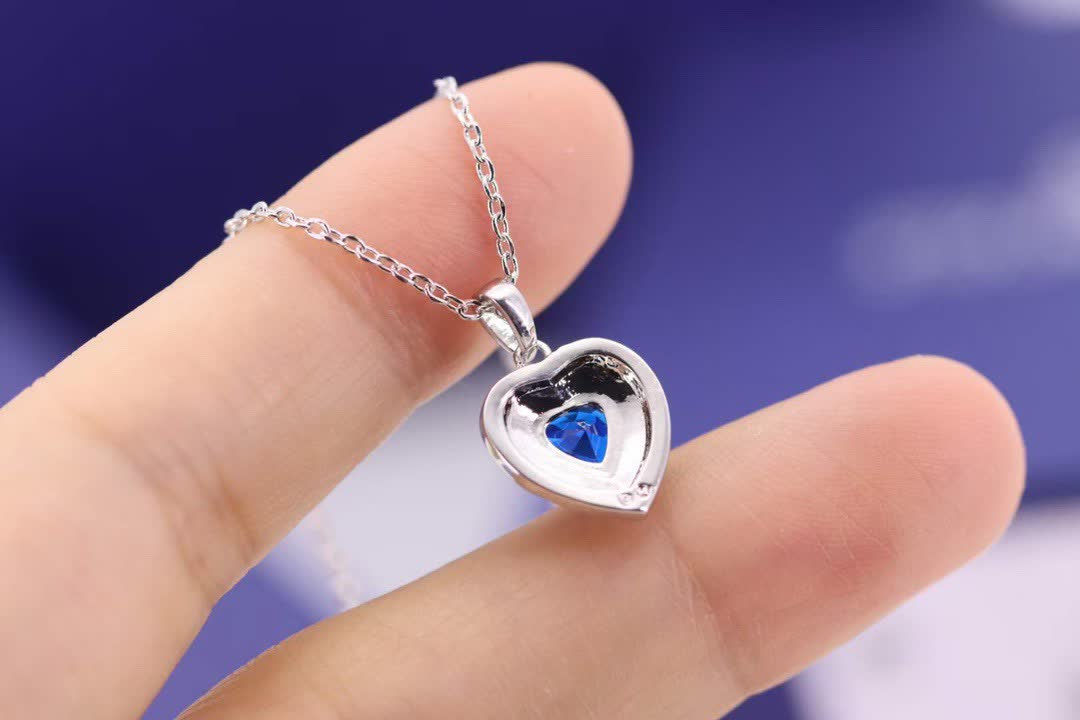 Swarovski Blue Crystal Heart Pendant Necklace