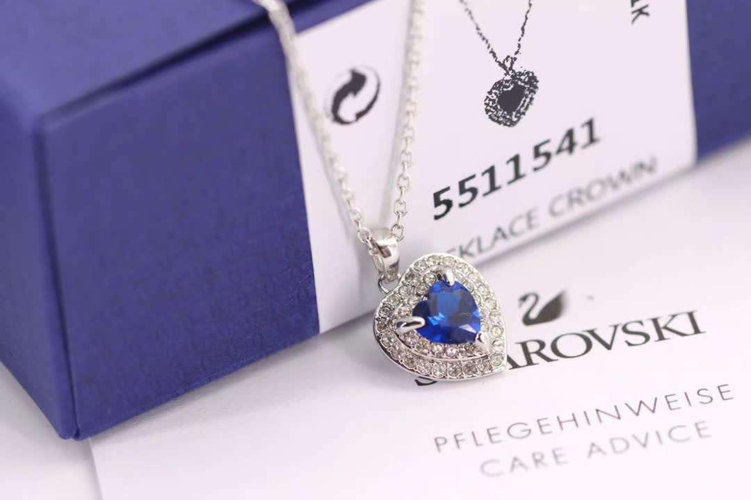 Swarovski Blue Crystal Heart Pendant Necklace