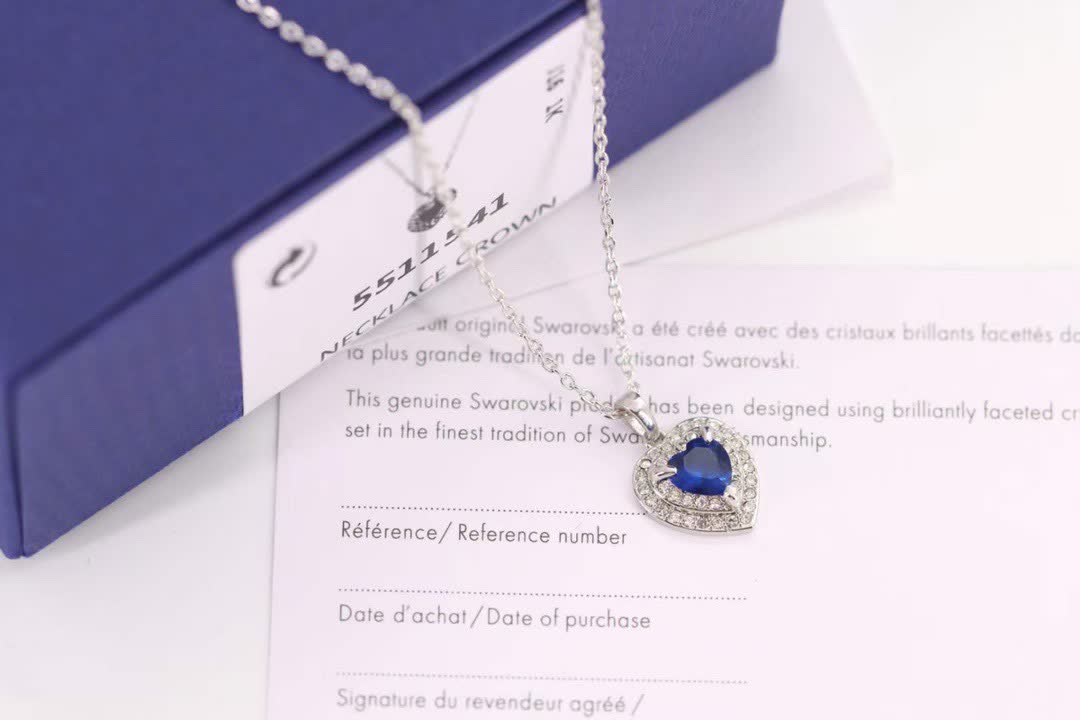 Swarovski Blue Crystal Heart Pendant Necklace