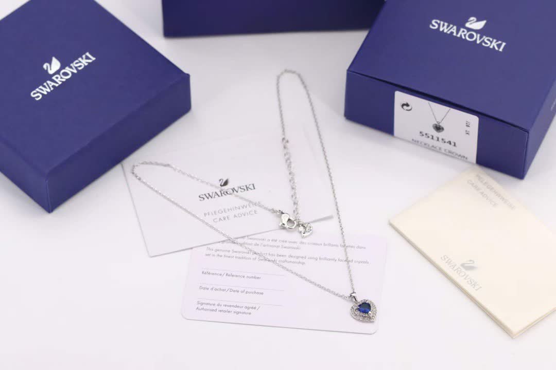 Swarovski Blue Crystal Heart Pendant Necklace