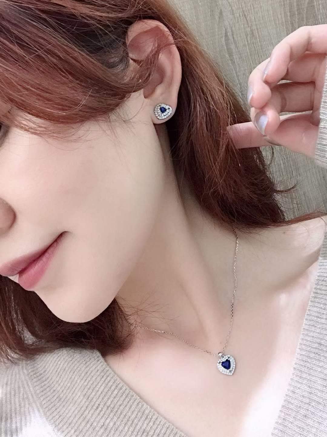 Swarovski Blue Crystal Heart Pendant Necklace