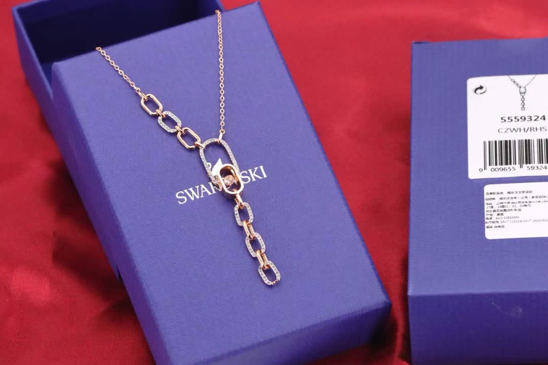 Swarovski Rose Gold & Crystal Link Necklace