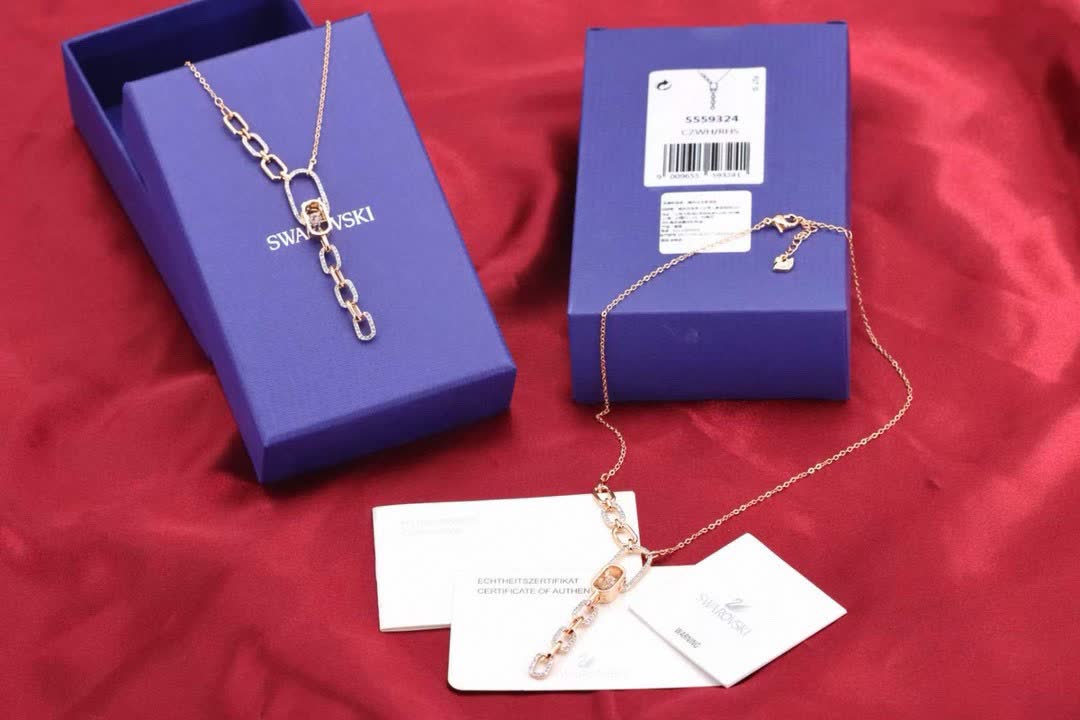 Swarovski Rose Gold & Crystal Link Necklace