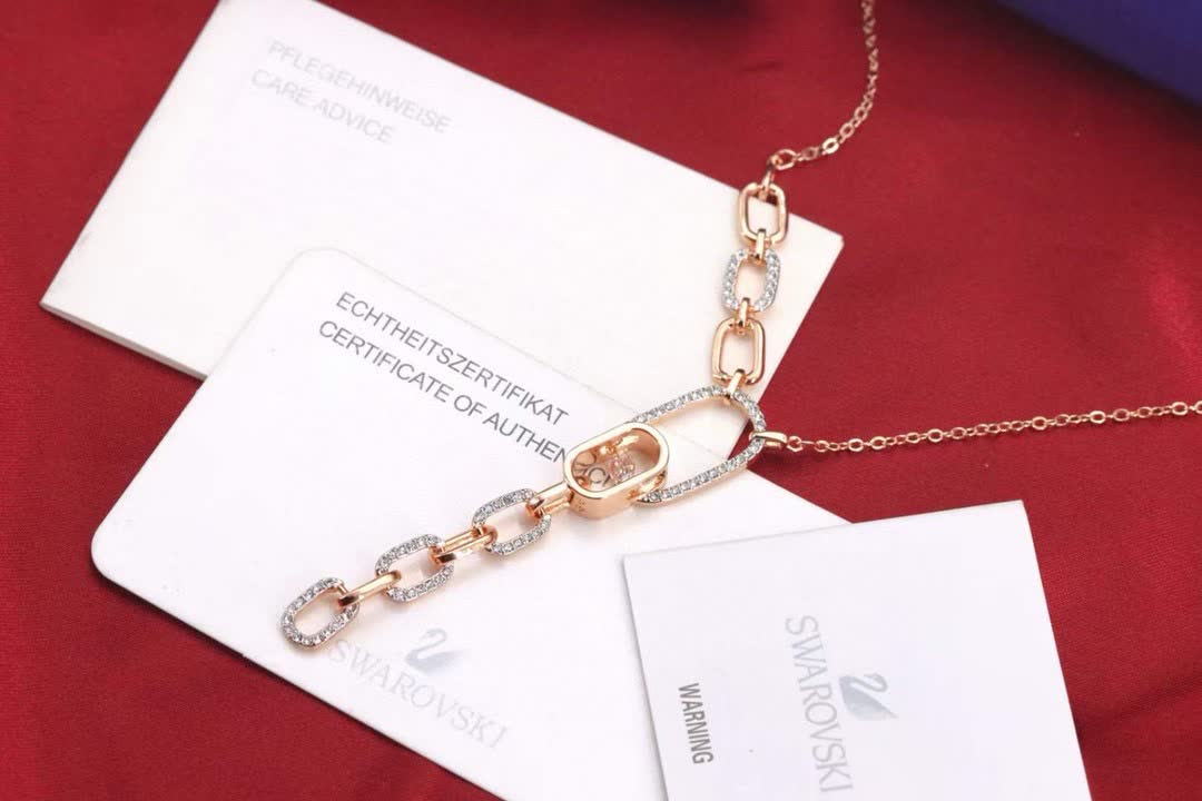 Swarovski Rose Gold & Crystal Link Necklace