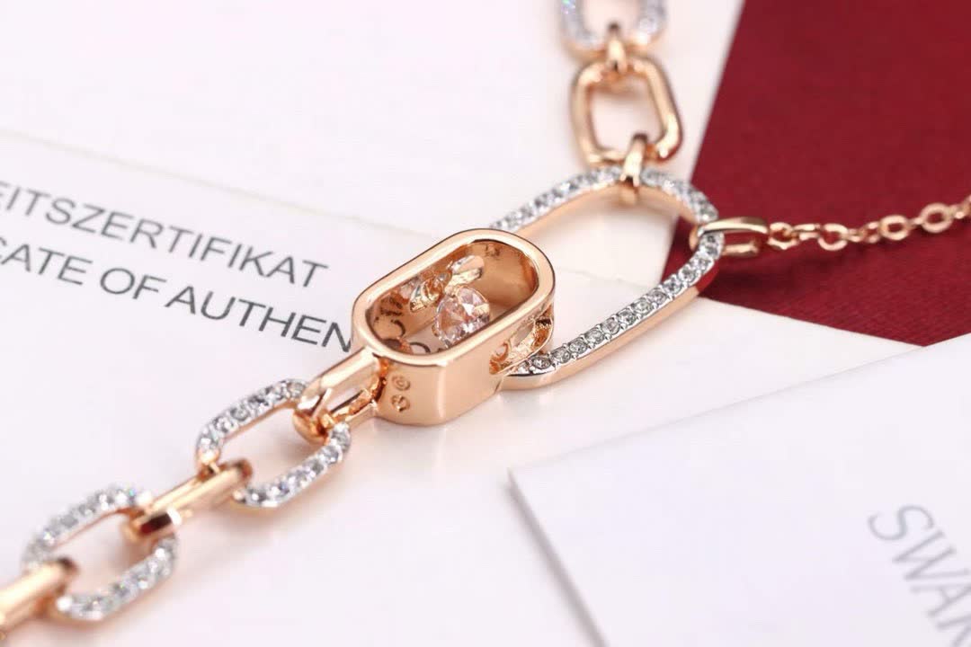 Swarovski Rose Gold & Crystal Link Necklace