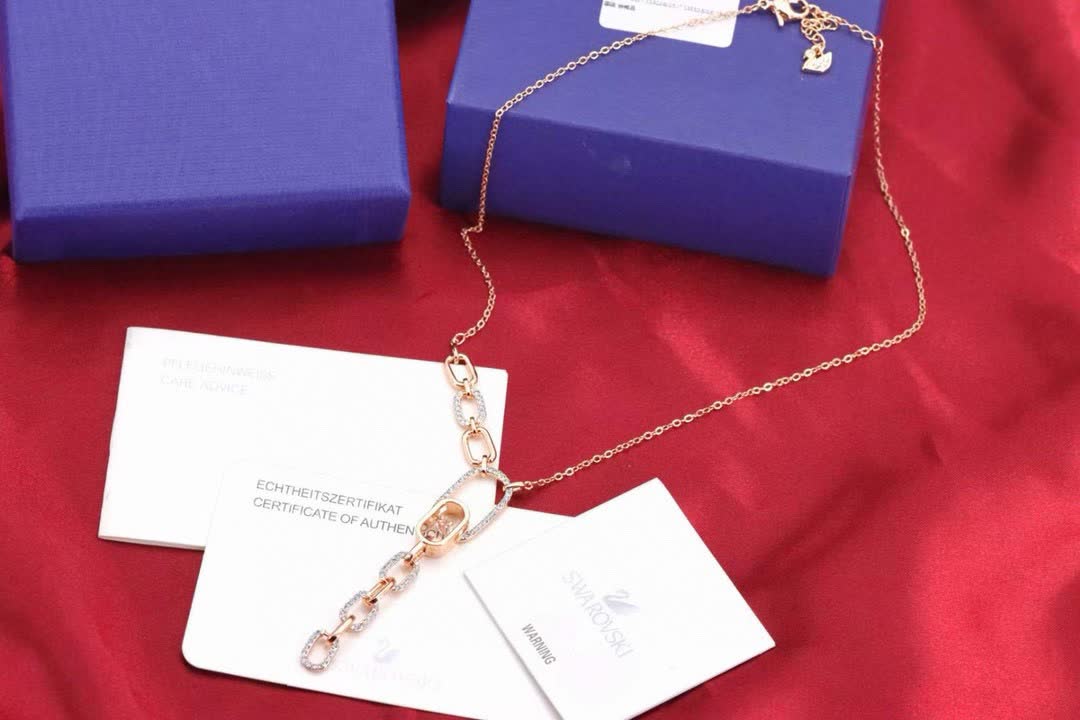 Swarovski Rose Gold & Crystal Link Necklace