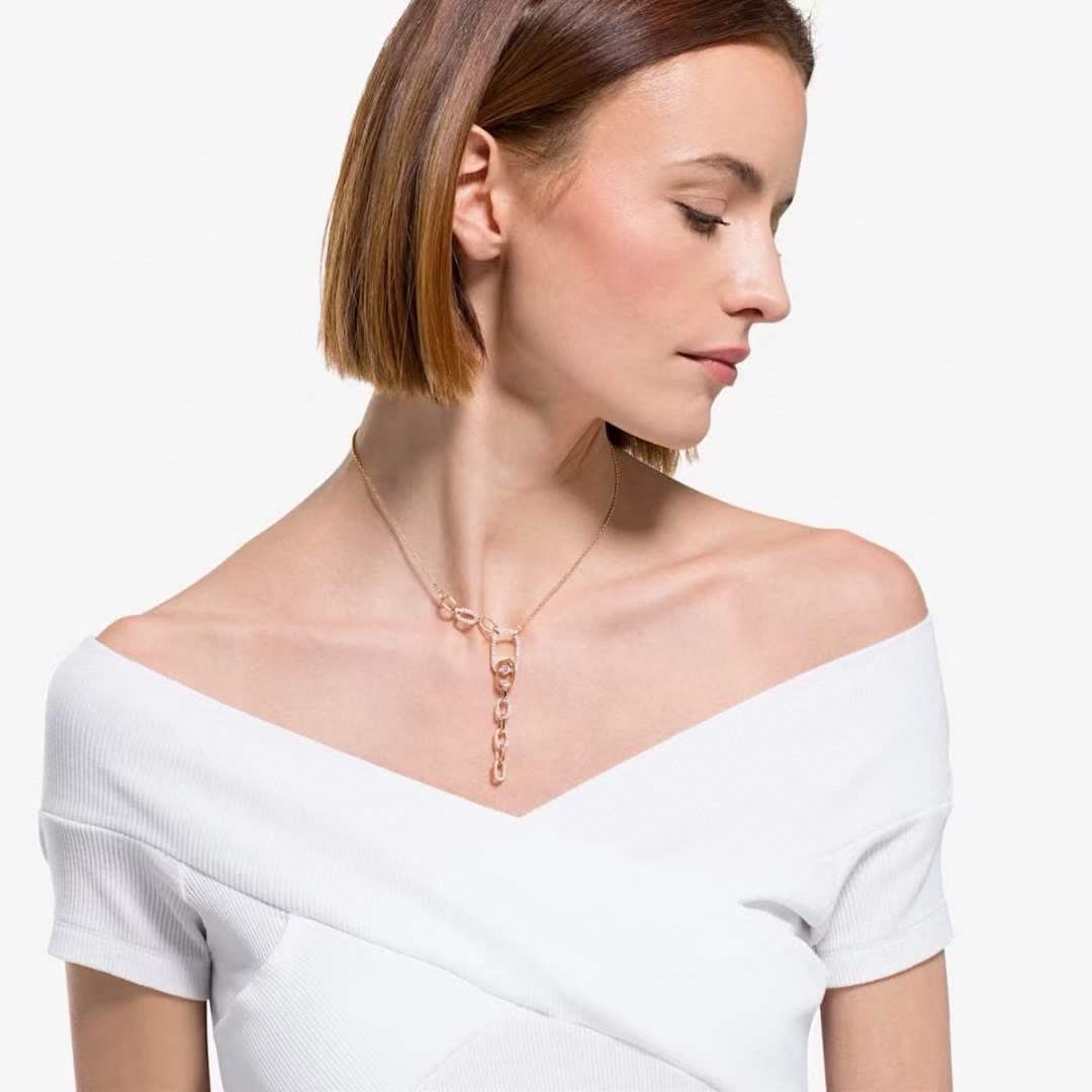 Swarovski Rose Gold & Crystal Link Necklace