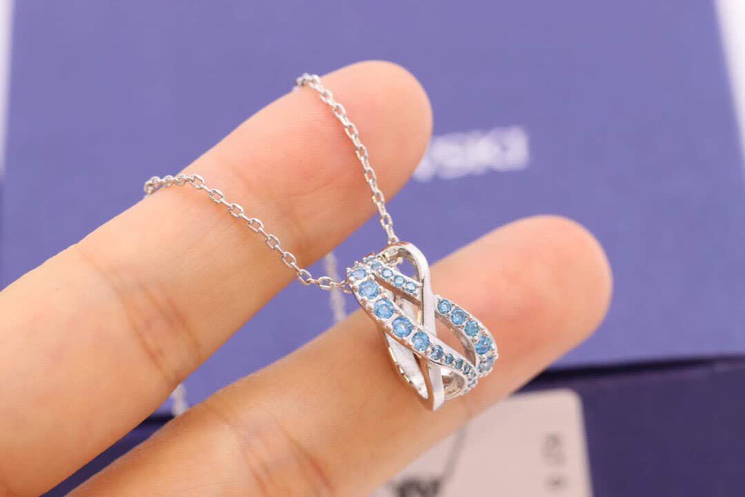 Swarovski Infinity Silver Pendant with Blue Crystals