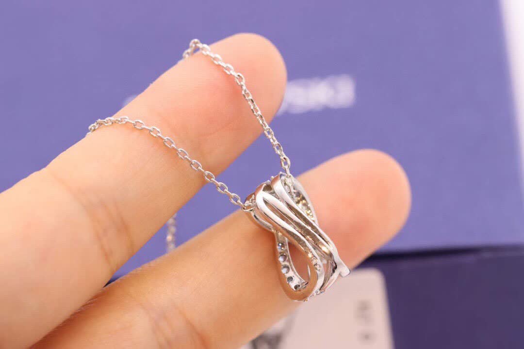 Swarovski Infinity Silver Pendant with Blue Crystals
