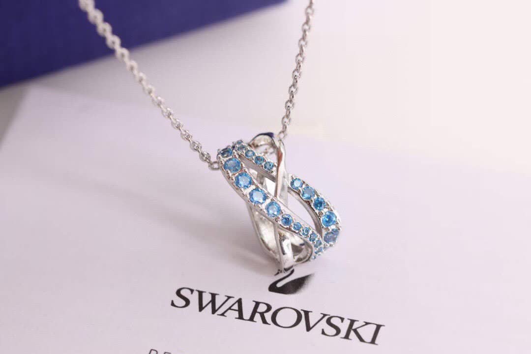 Swarovski Infinity Silver Pendant with Blue Crystals