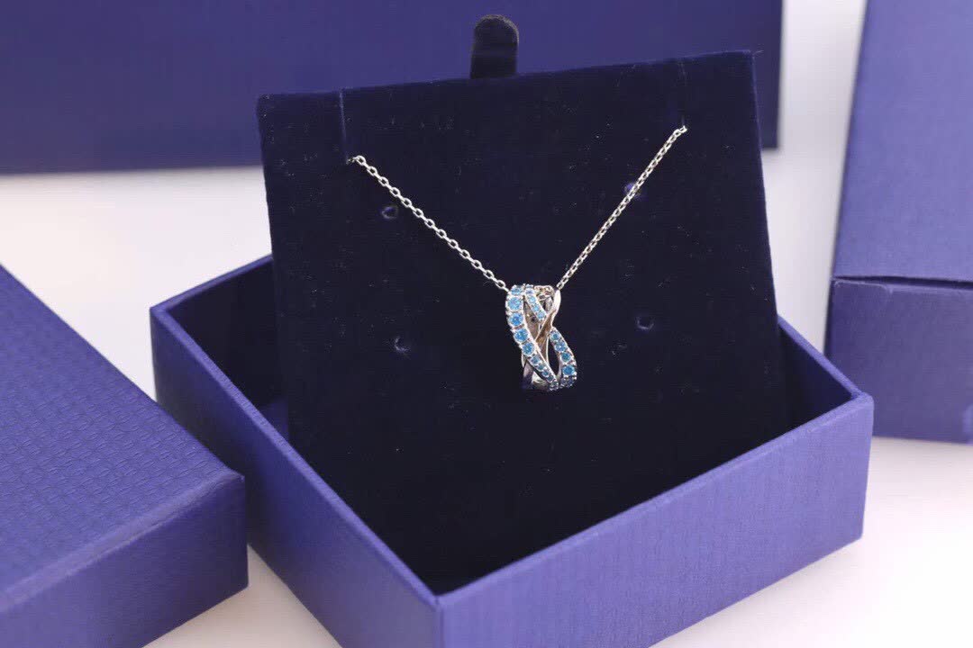 Swarovski Infinity Silver Pendant with Blue Crystals