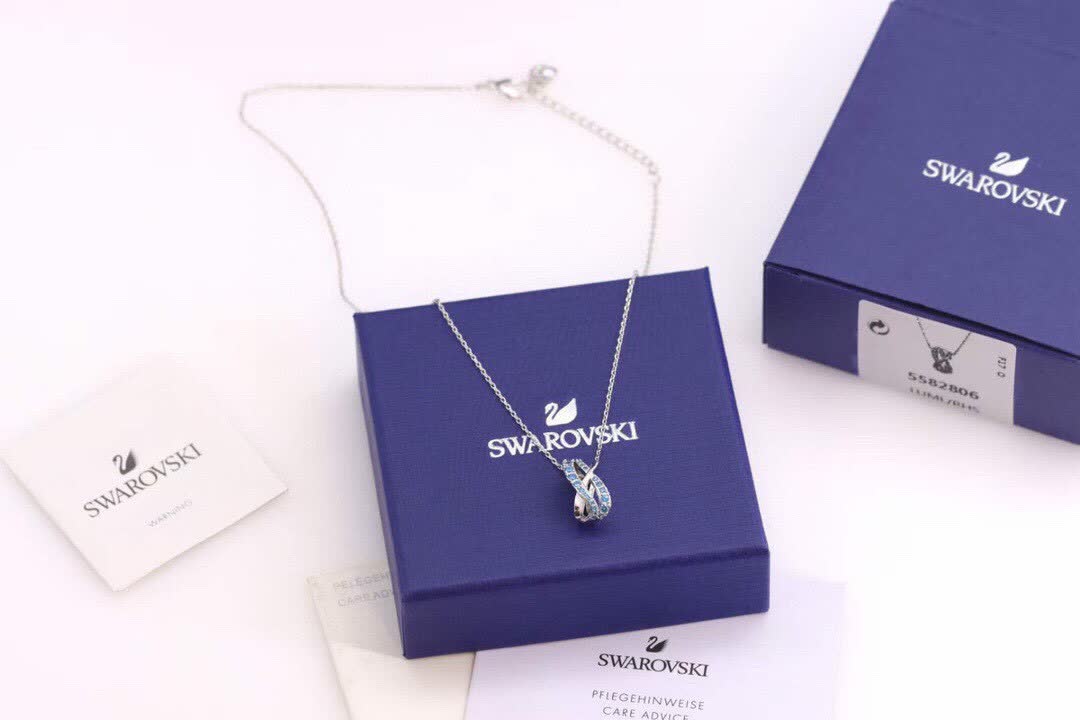 Swarovski Infinity Silver Pendant with Blue Crystals