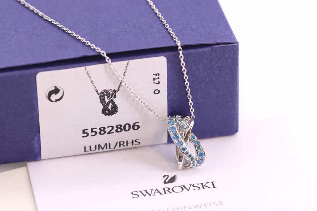 Swarovski Infinity Silver Pendant with Blue Crystals